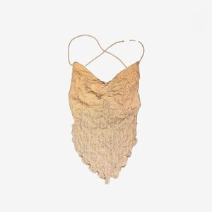 Beige Textured Sleeveless Top